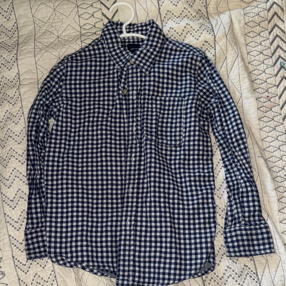GAP Kids Navy and White Shirt | Size 6-7